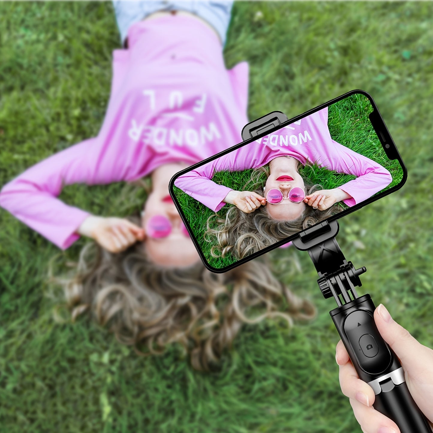 Perche selfie trépied 3‑en‑1 extensible – avec télécommande & rotation 360°
