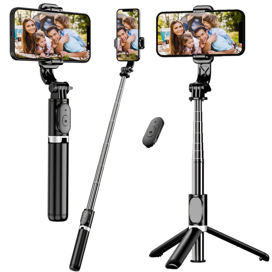 Perche selfie trépied 3‑en‑1 extensible – avec télécommande & rotation 360°