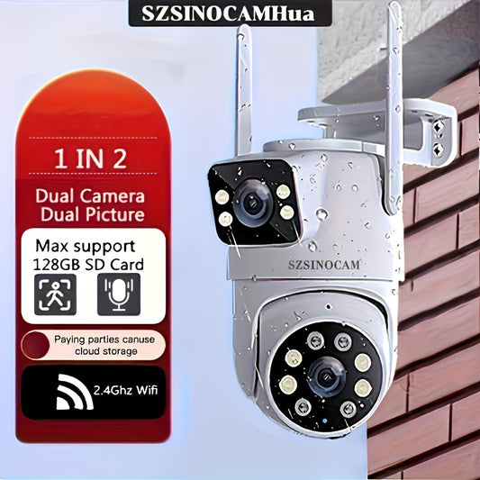 Caméra de sécurité sans fil SZsinocam – double objectif, HD 720p & vision nocturne