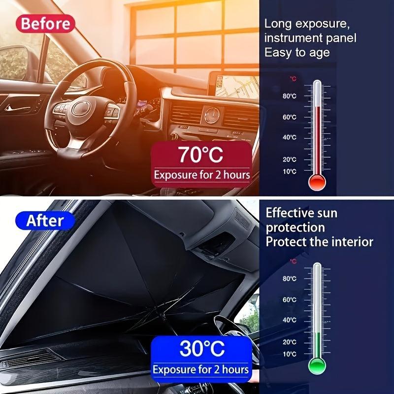 Pare-soleil rétractable compact – pare-brise avant, anti-chaleur & UV UPF 50+