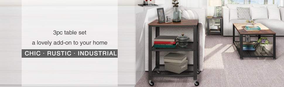 Chariot de service VASAGLE 3 niveaux – roulant & multifonction 60×76,5×40 cm