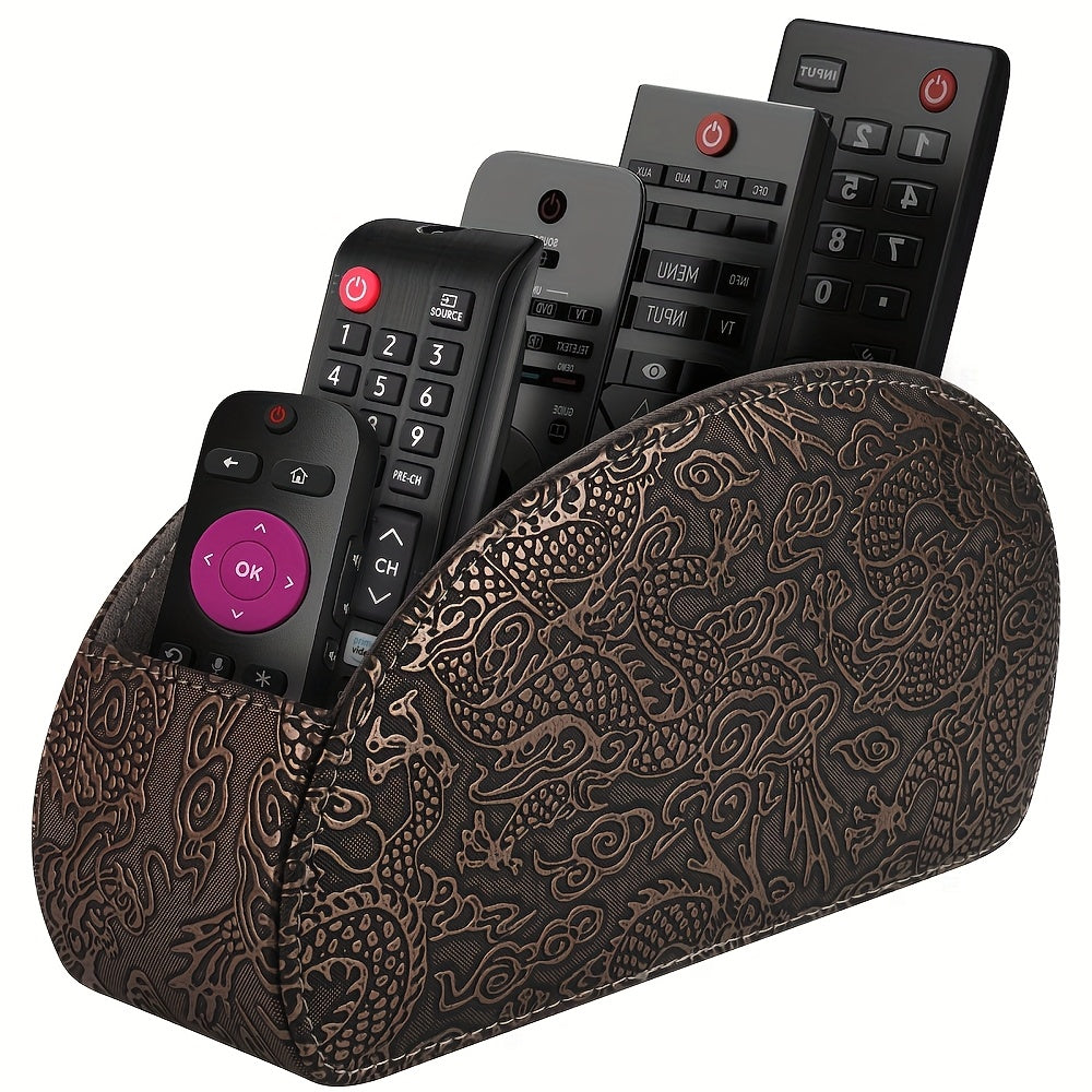 Organisateur télécommandes 5 compartiments – simili cuir noir