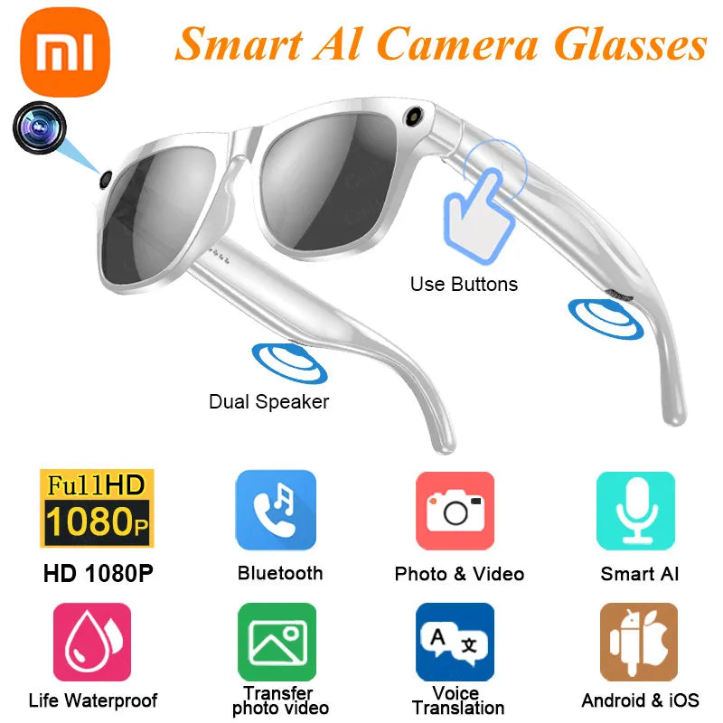 Xiaomi 4K HD lunettes intelligentes AI GPT caméra Bluetooth appel 260Mah batterie Assistant vocal traduire identifier les objets lunettes intelligentes