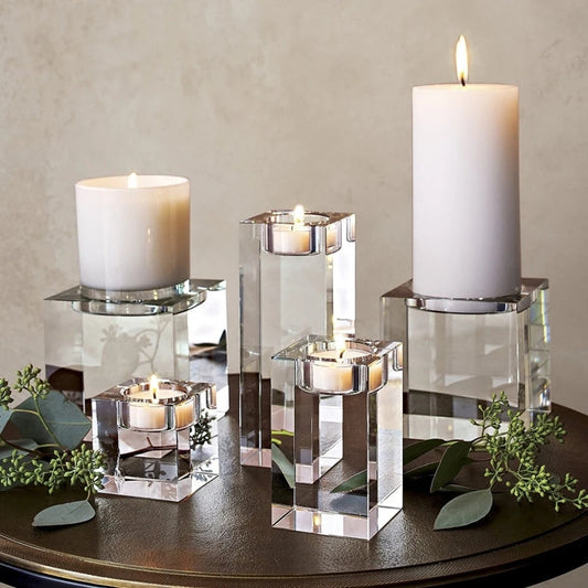 Bougeoir romantique en verre cristal – décoration de table & mariage