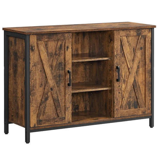 Buffet VASAGLE 100×35×70 cm – style rustique & étagères ouvertes
