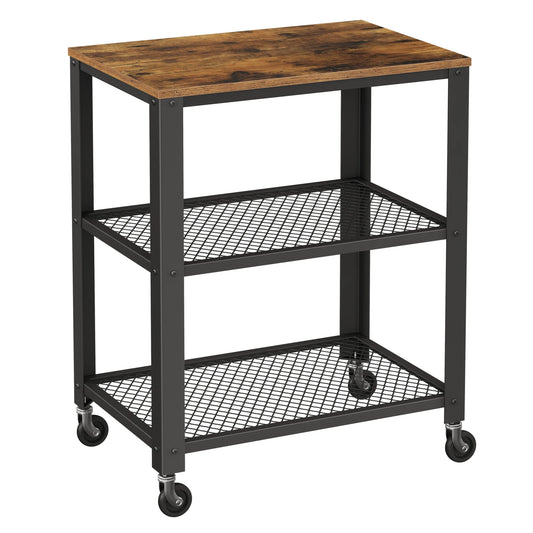 Chariot de service VASAGLE 3 niveaux – roulant & multifonction 60×76,5×40 cm