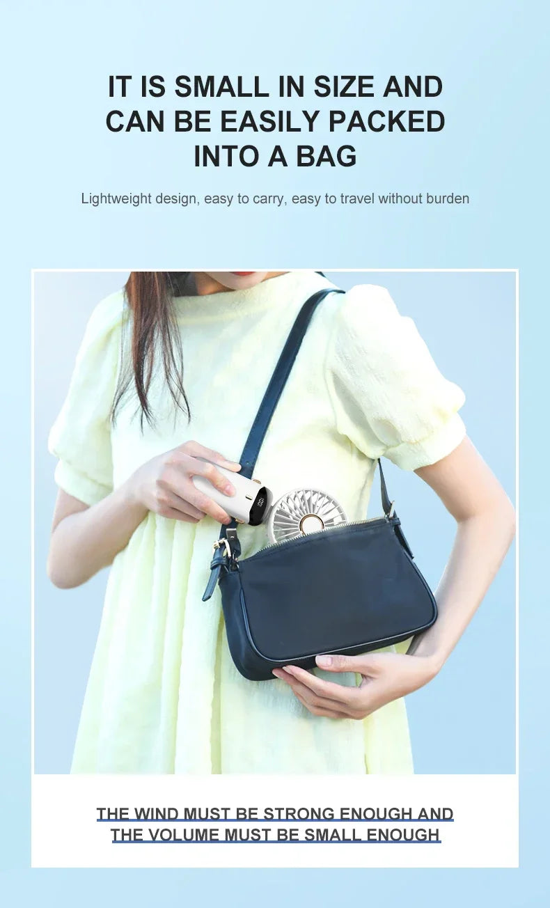 Mini ventilateur portable 5 vitesses USB avec écran & base multi-usage