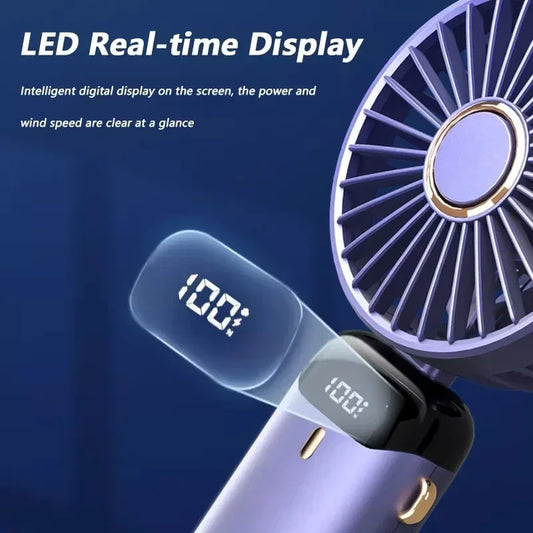 Mini ventilateur portable 5 vitesses USB avec écran & base multi-usage