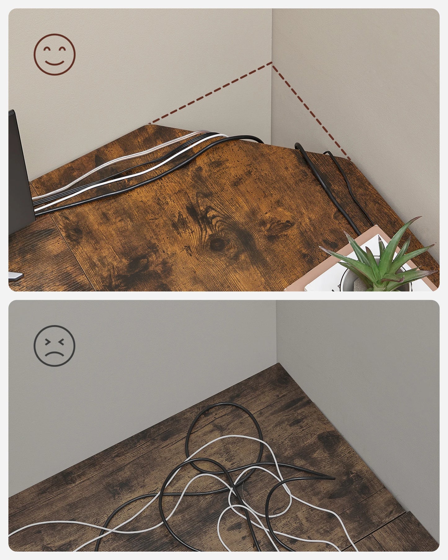 Bureau d’angle en L VASAGLE – avec 2 étagères & structure industrielle