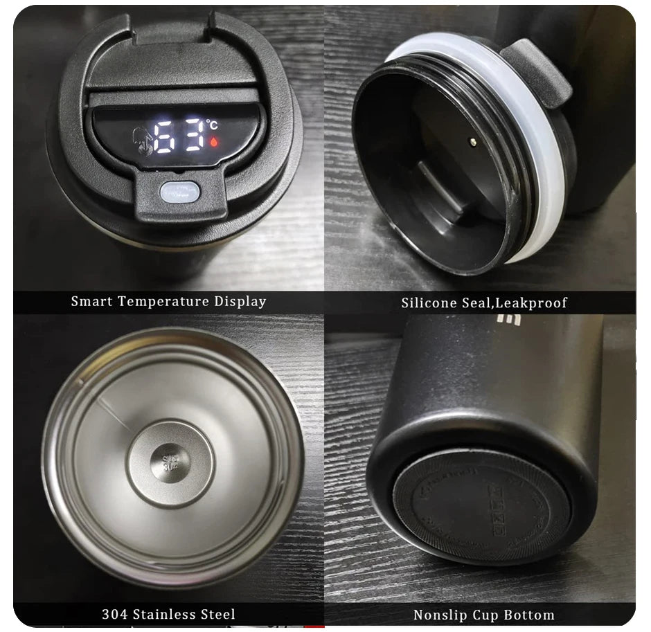 Tasse thermos USB intelligente 380–510 ml – écran température LED