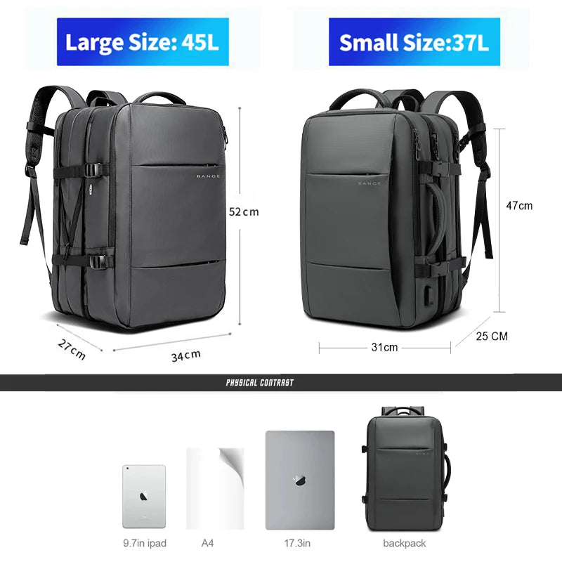 Sac à dos BANGE affaires USB 17,3″ – étanche & extensible