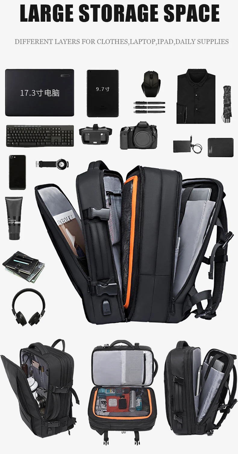 Sac à dos BANGE affaires USB 17,3″ – étanche & extensible