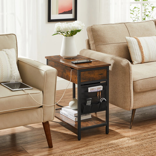 Table d’appoint VASAGLE avec prises & ports USB – plateau rabattable