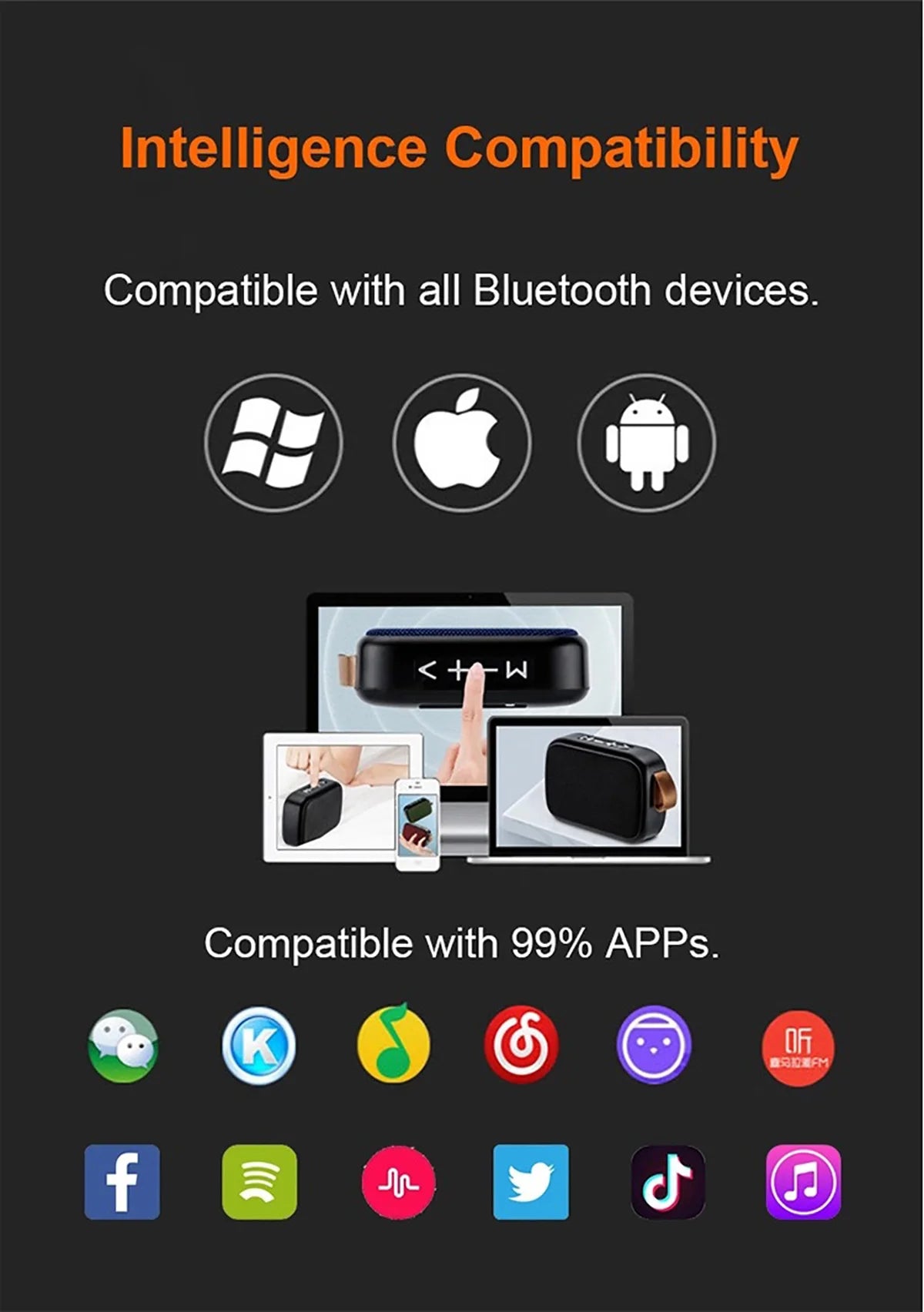 Enceinte Bluetooth outdoor 3D HiFi‑Surround