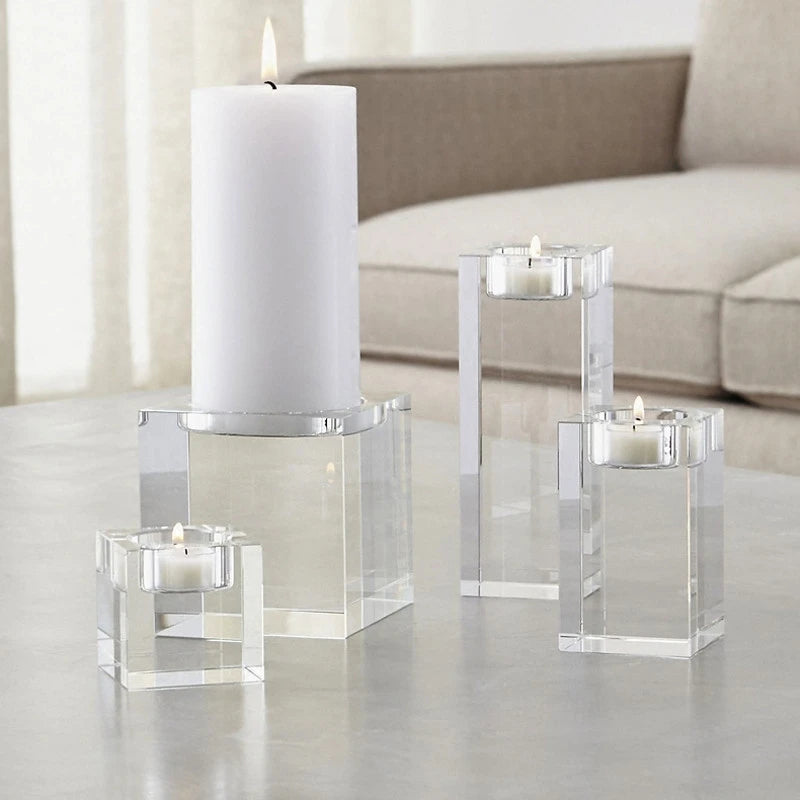 Bougeoir romantique en verre cristal – décoration de table & mariage