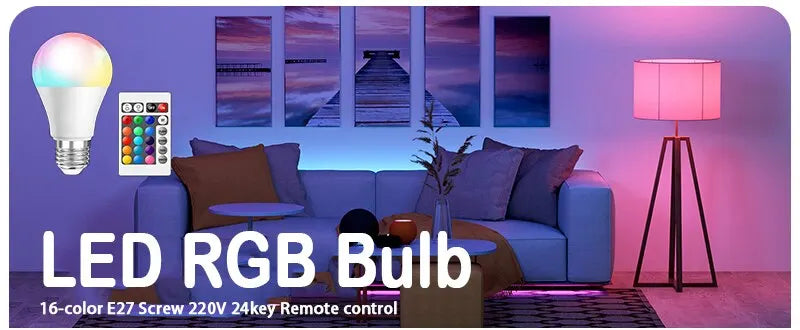 Ampoule LED RGB E27 – 16 couleurs + télécommande