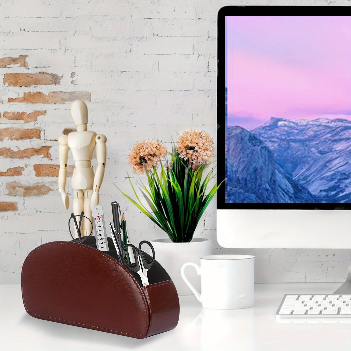 Organisateur télécommandes 5 compartiments – simili cuir noir