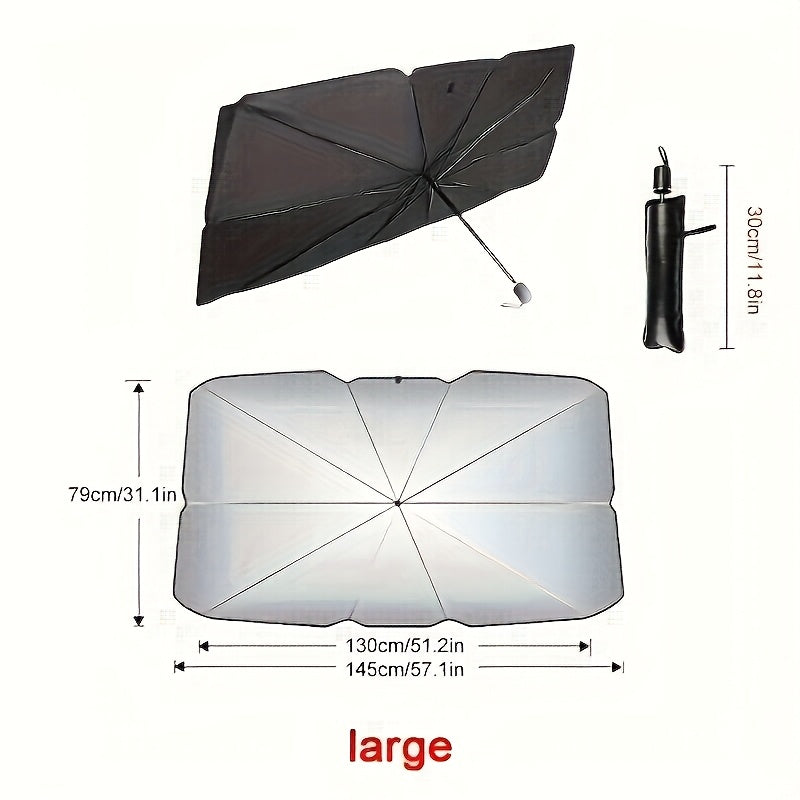 Pare-soleil rétractable compact – pare-brise avant, anti-chaleur & UV UPF 50+