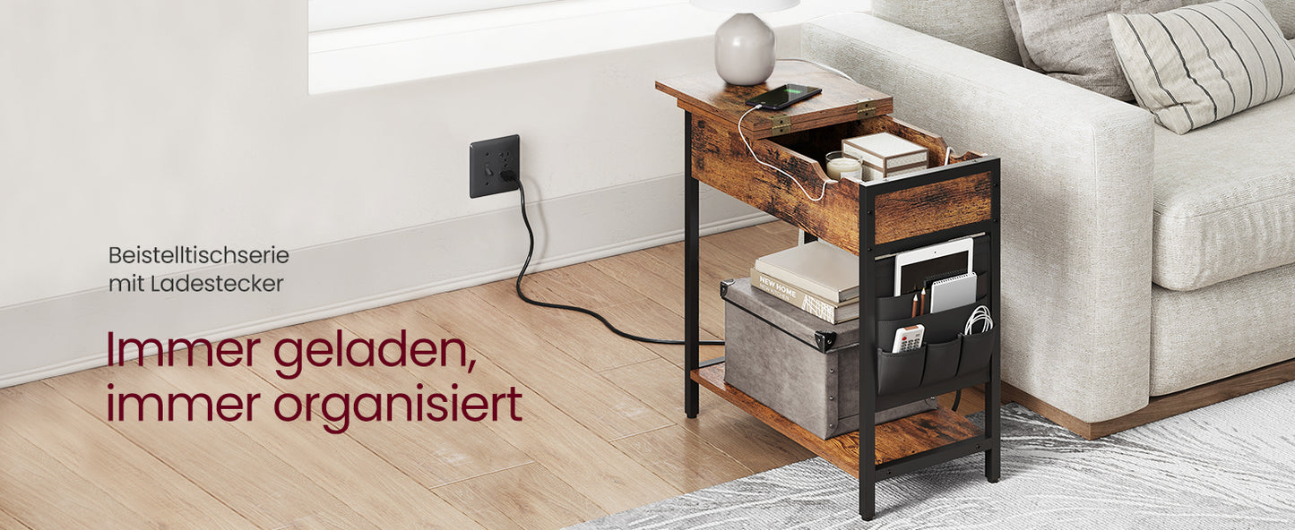 Table d’appoint VASAGLE avec prises & ports USB – plateau rabattable
