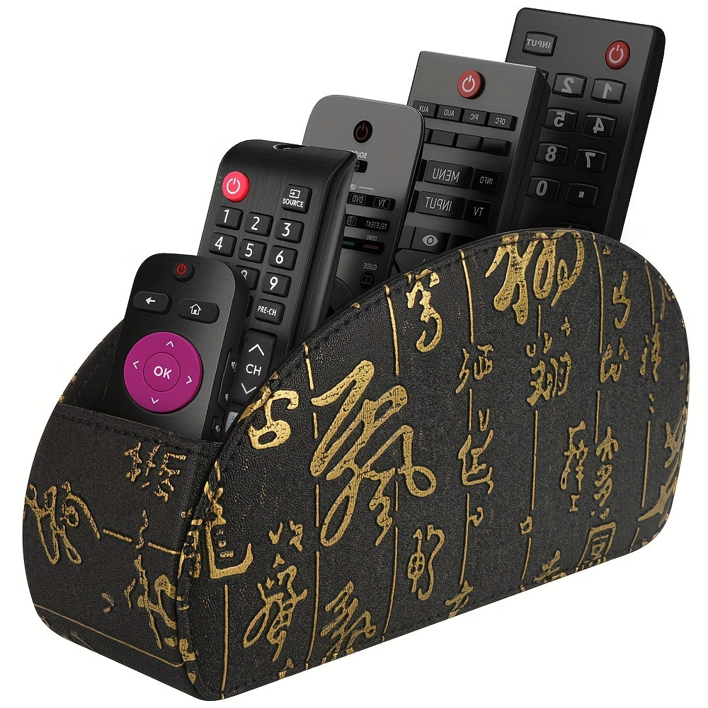Organisateur télécommandes 5 compartiments – simili cuir noir