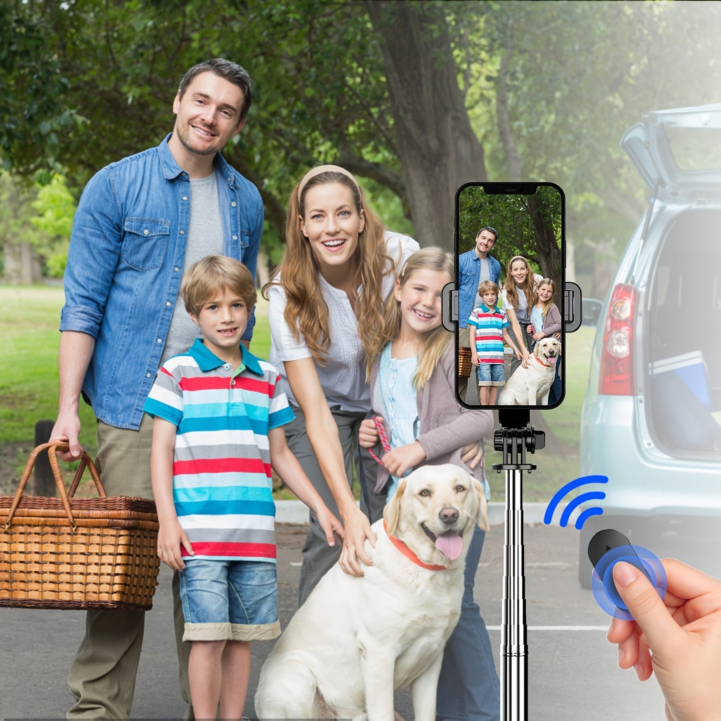 Perche selfie trépied 3‑en‑1 extensible – avec télécommande & rotation 360°