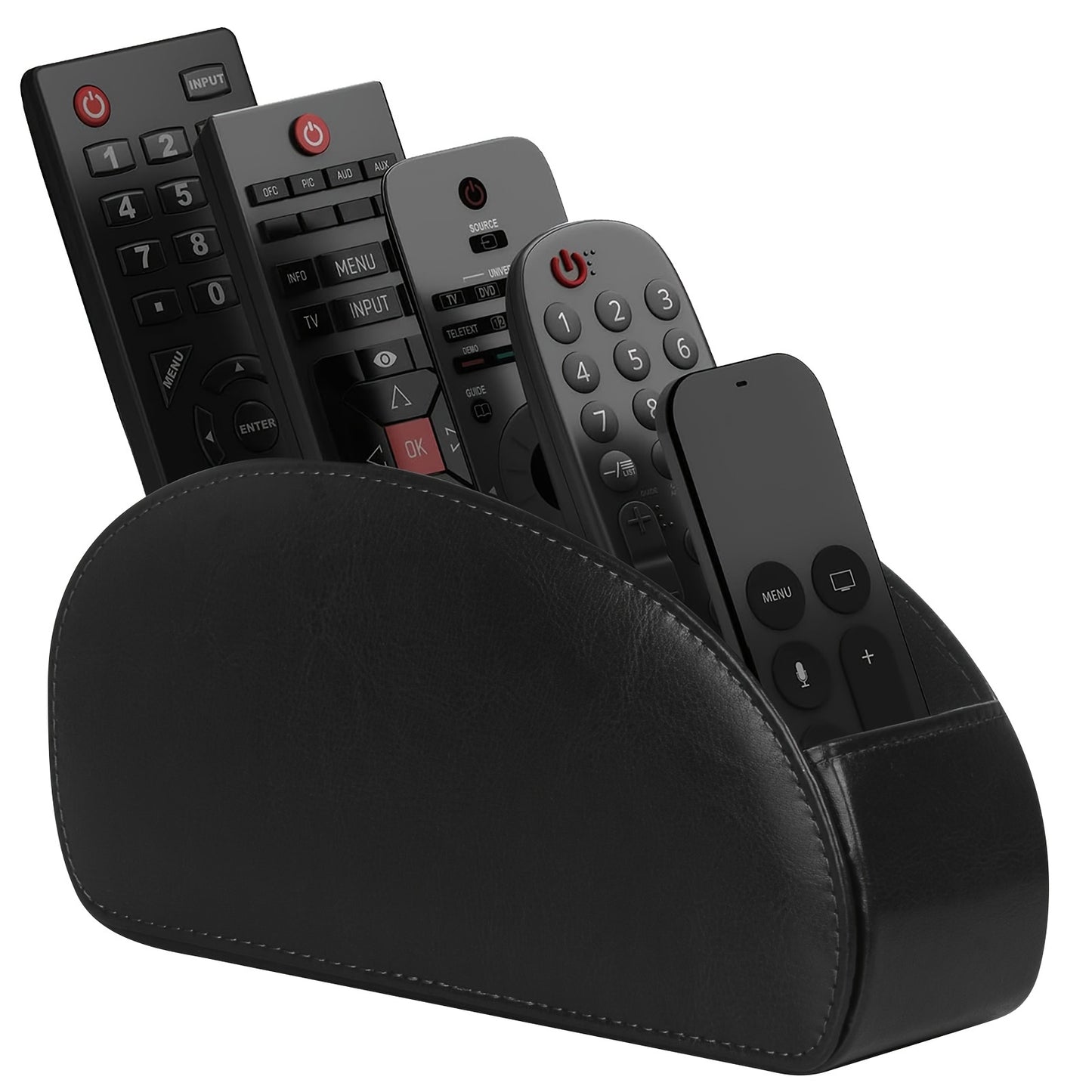 Organisateur télécommandes 5 compartiments – simili cuir noir