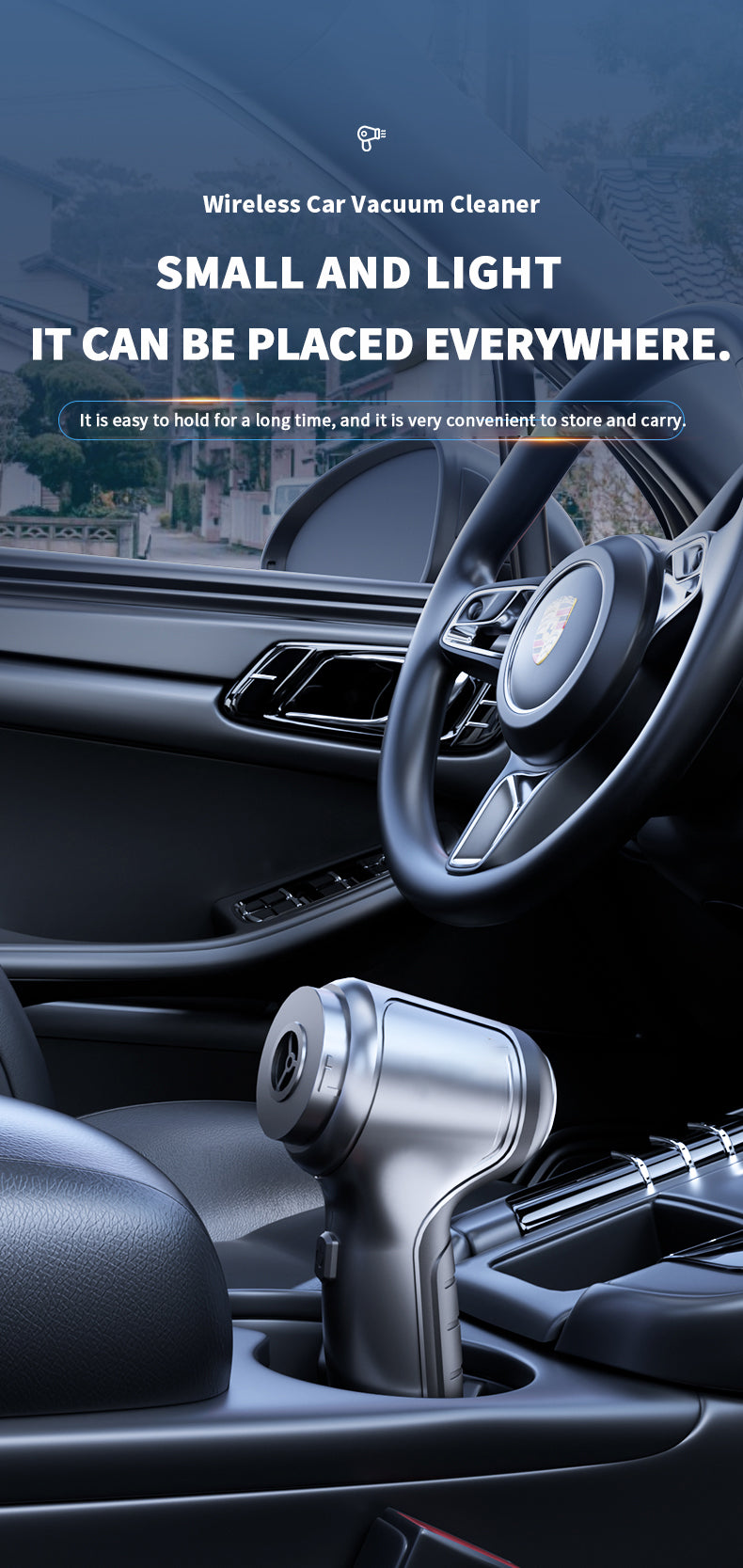 Aspirateur portable sans fil 2‑en‑1 – 15 000 Pa soufflage & aspiration