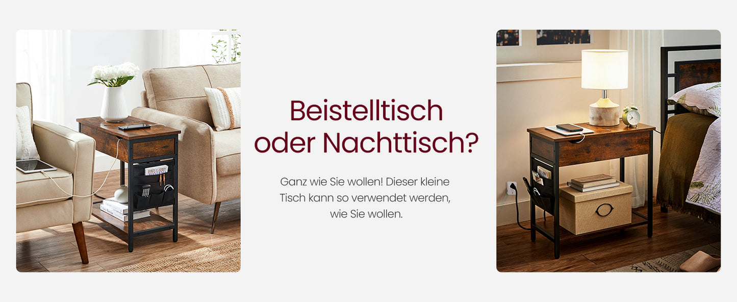 Table d’appoint VASAGLE avec prises & ports USB – plateau rabattable