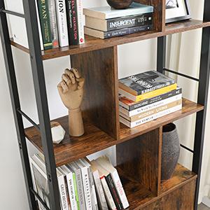 VASAGLE bibliothèque industrielle 5 niveaux – acier & bois 74×30×154,5 cm