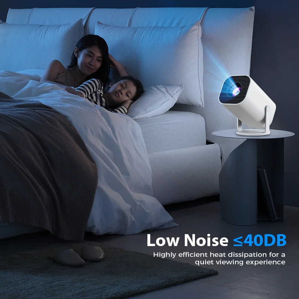Mini projecteur intelligent 4K – Android 12, Wi-Fi 6 & rotation 180°