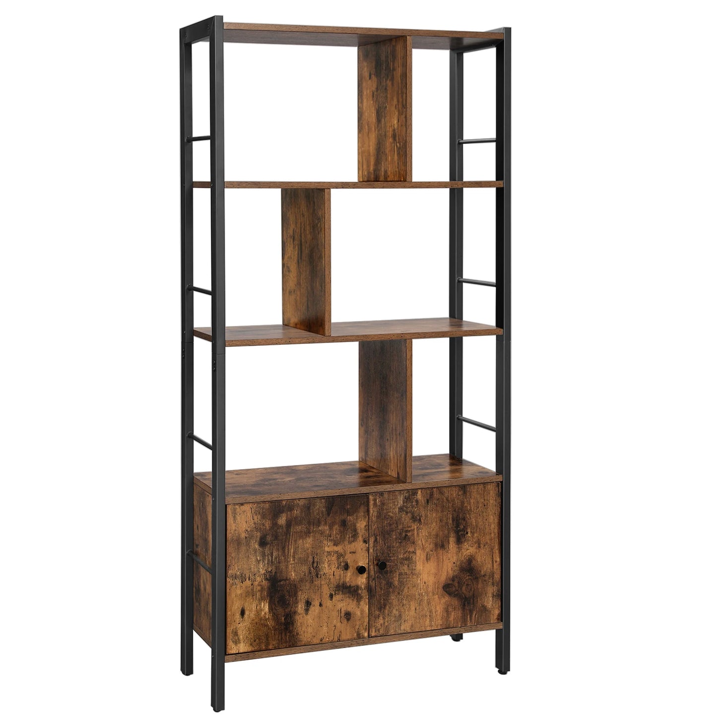 VASAGLE bibliothèque industrielle 5 niveaux – acier & bois 74×30×154,5 cm