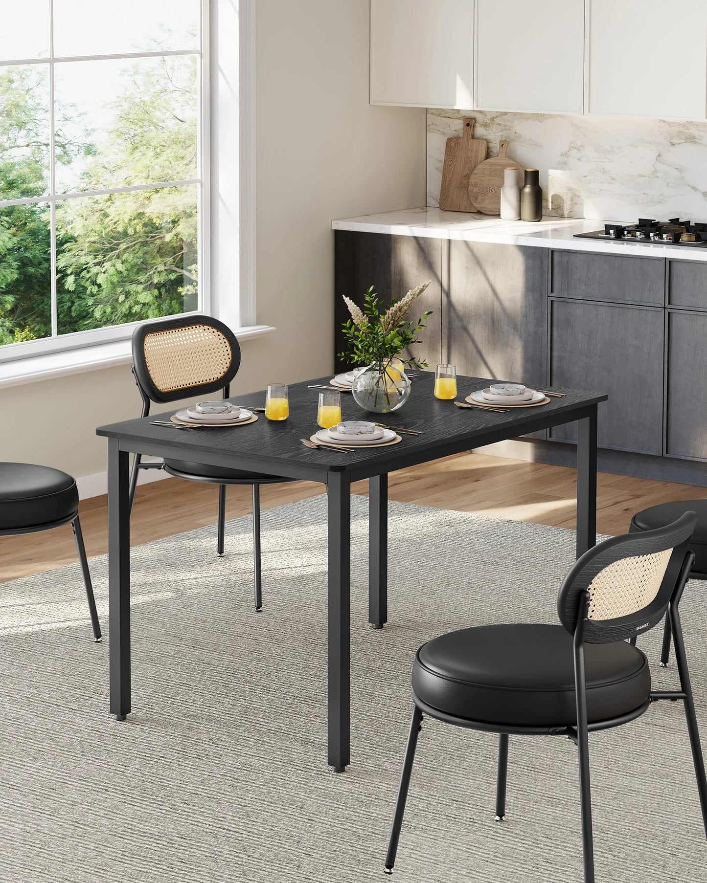 Table à manger VASAGLE 110×70 cm – bois & métal style industriel