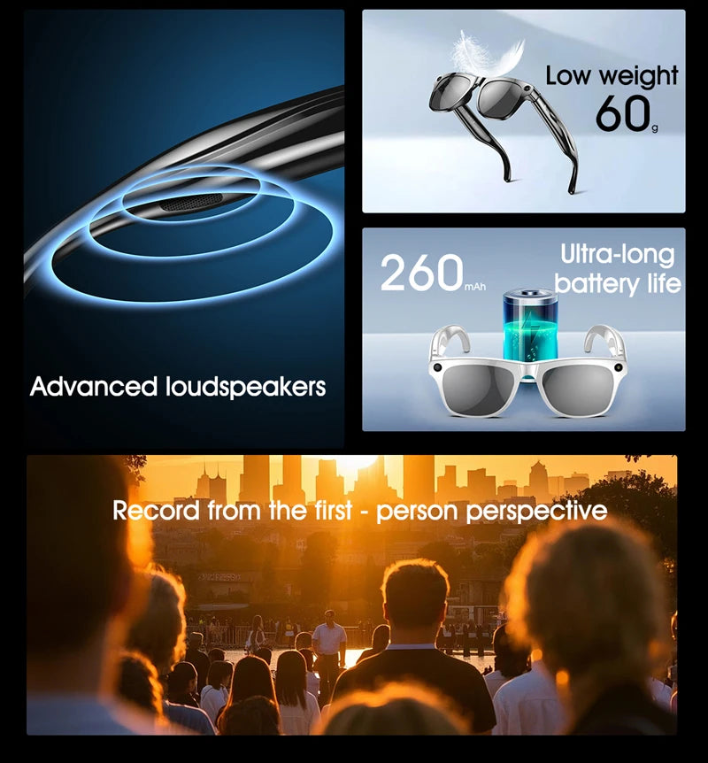 Xiaomi 4K HD lunettes intelligentes AI GPT caméra Bluetooth appel 260Mah batterie Assistant vocal traduire identifier les objets lunettes intelligentes