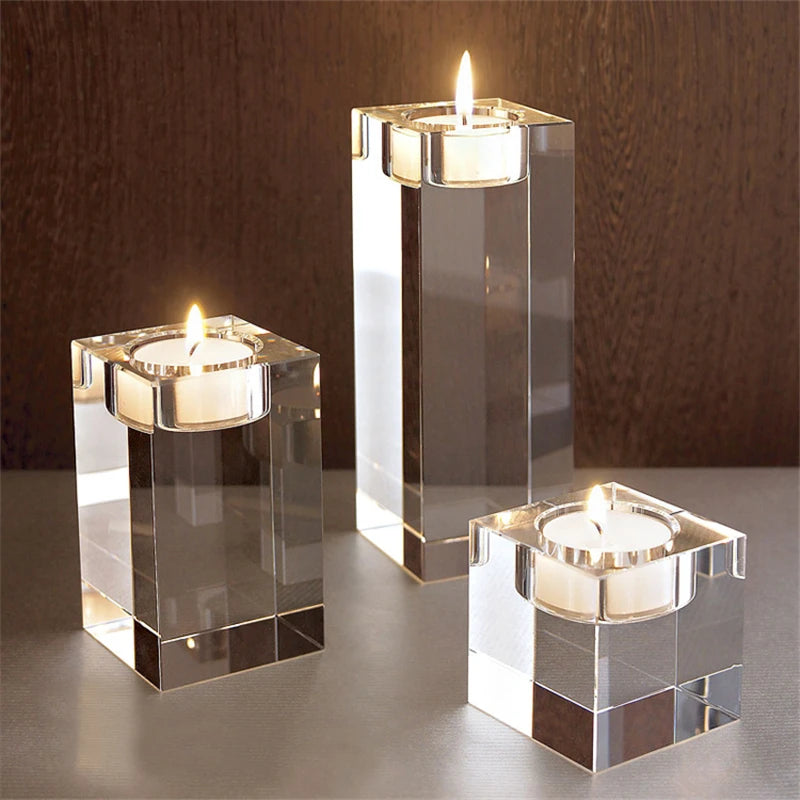 Bougeoir romantique en verre cristal – décoration de table & mariage
