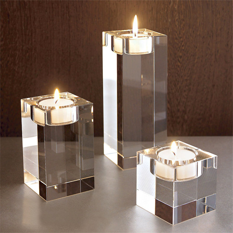 Bougeoir romantique en verre cristal – décoration de table & mariage