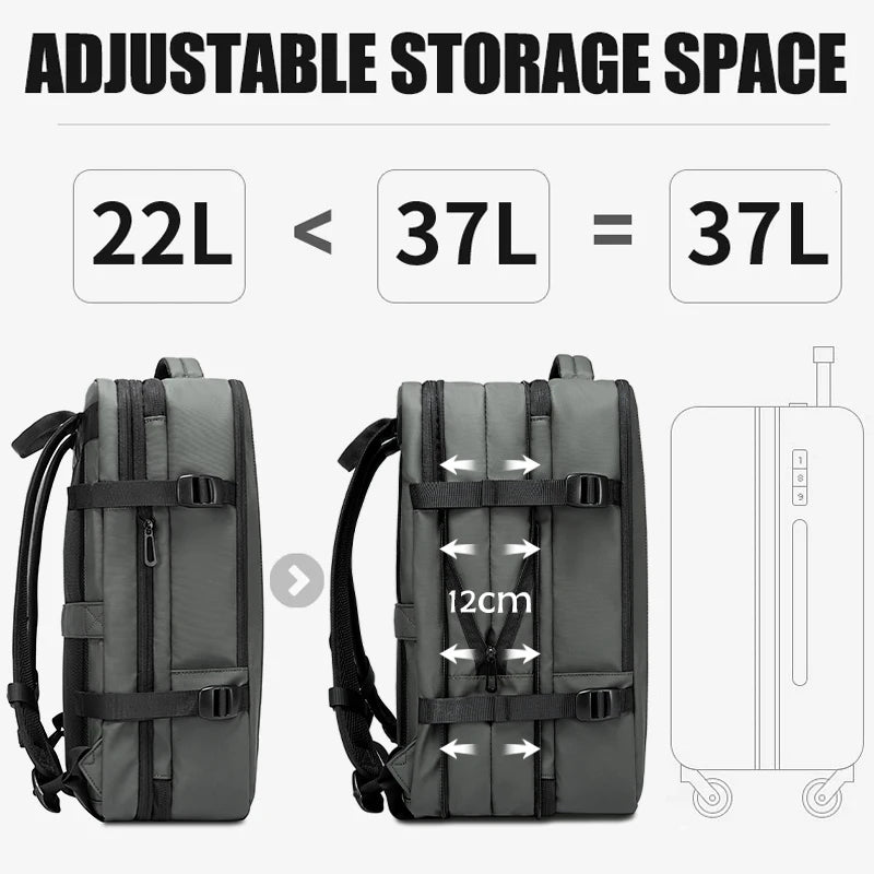 Sac à dos BANGE affaires USB 17,3″ – étanche & extensible
