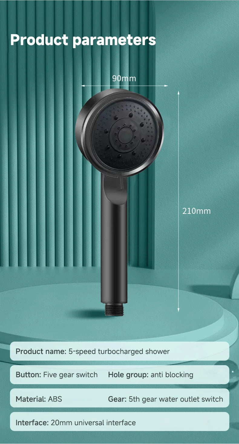 Tête de douche multifonction 6 modes – effet massage boost