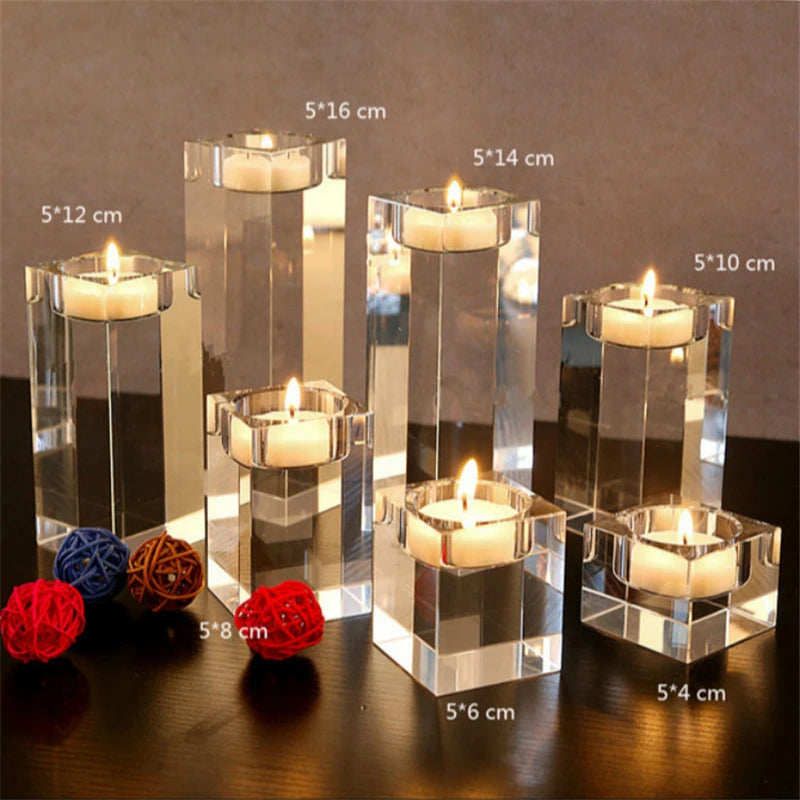 Bougeoir romantique en verre cristal – décoration de table & mariage