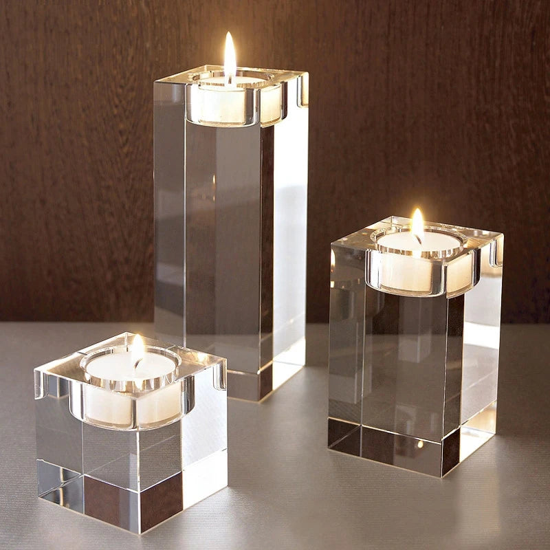 Bougeoir romantique en verre cristal – décoration de table & mariage