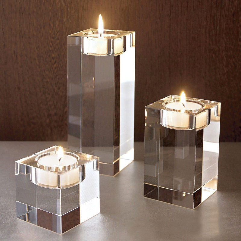 Bougeoir romantique en verre cristal – décoration de table & mariage