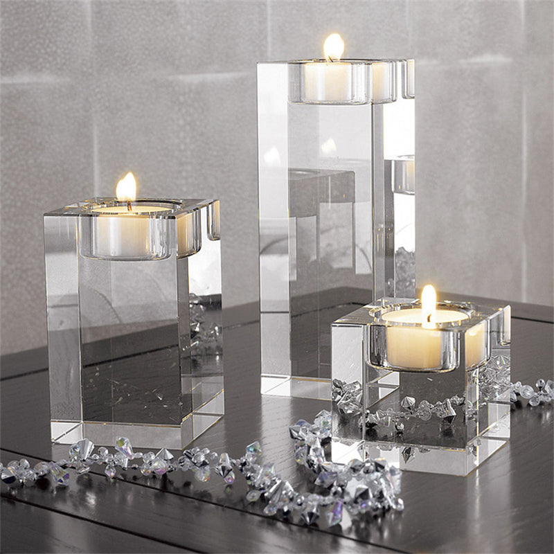 Bougeoir romantique en verre cristal – décoration de table & mariage