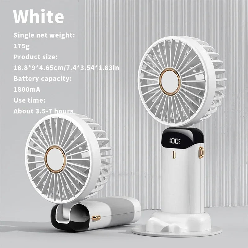 Mini ventilateur portable 5 vitesses USB avec écran & base multi-usage