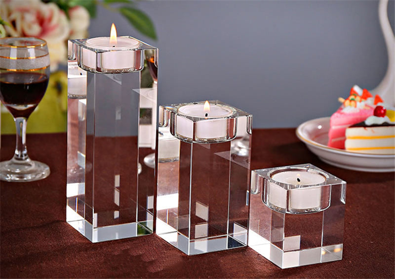 Bougeoir romantique en verre cristal – décoration de table & mariage