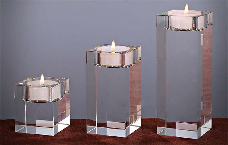 Bougeoir romantique en verre cristal – décoration de table & mariage