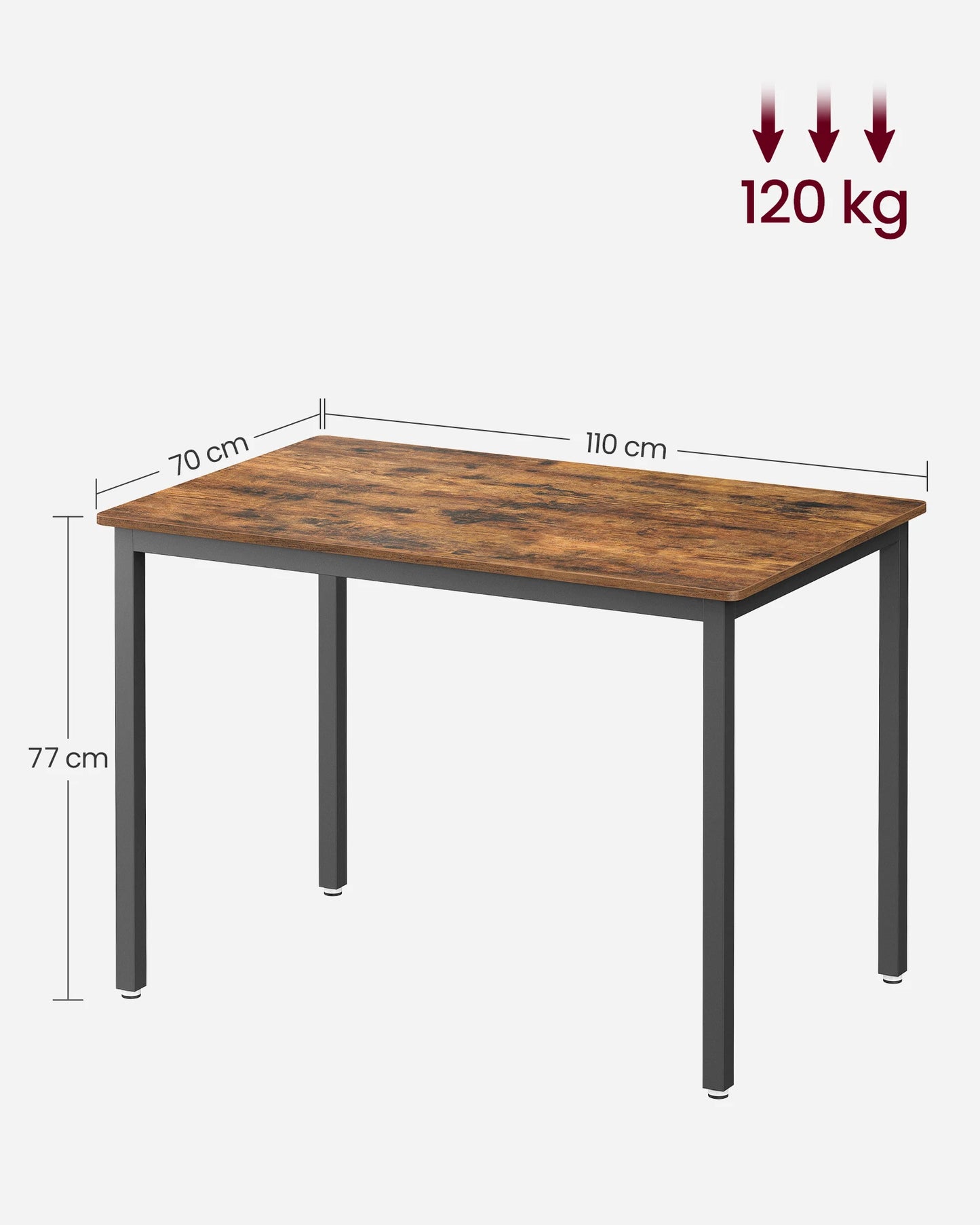 Table à manger VASAGLE 110×70 cm – bois & métal style industriel