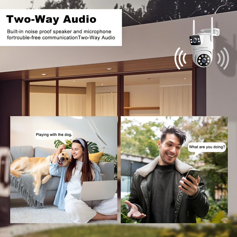 Caméra de sécurité sans fil SZsinocam – double objectif, HD 720p & vision nocturne