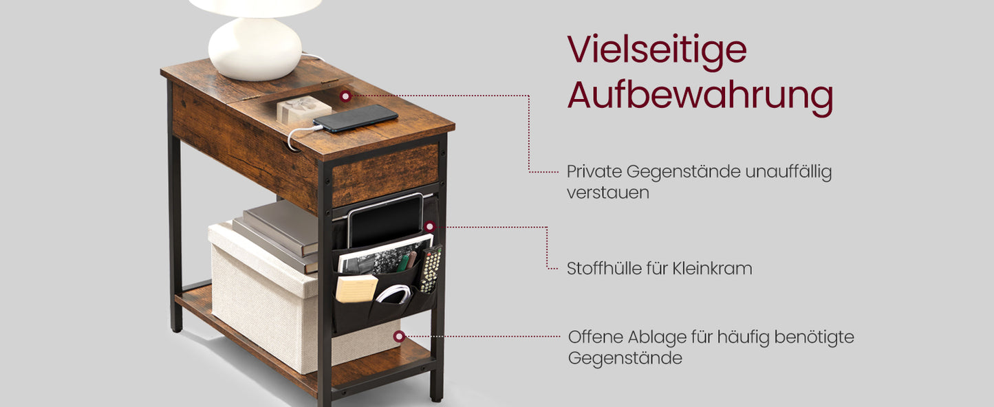 Table d’appoint VASAGLE avec prises & ports USB – plateau rabattable