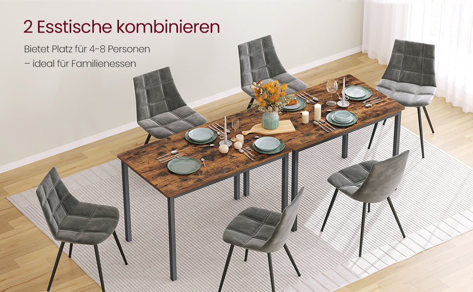 Table à manger VASAGLE 110×70 cm – bois & métal style industriel